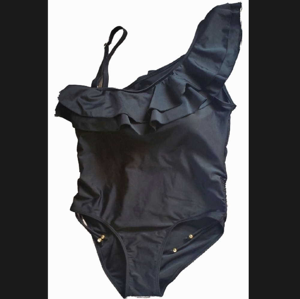 One Shoulder Ruffle One Piece Swimsuit 4X